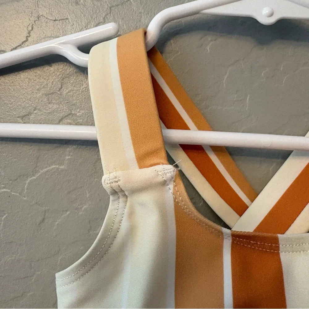Roco Swim neutral striped cross back bikini two piece swimsuit size 12-18 months